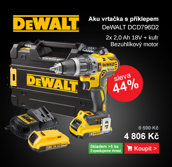 Aku bezuhlíková vrtačka DeWALT DCD796D2