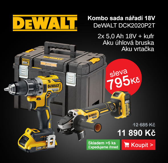 Kombo sada aku nářadí 18V/2x5,0Ah DeWALT DCK2020P2T