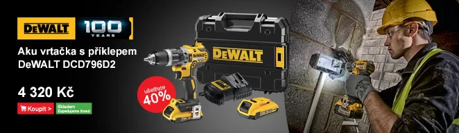 Aku bezuhlíková vrtačka s příklepem 18V XR Li-Ion 2x2,0Ah DeWALT