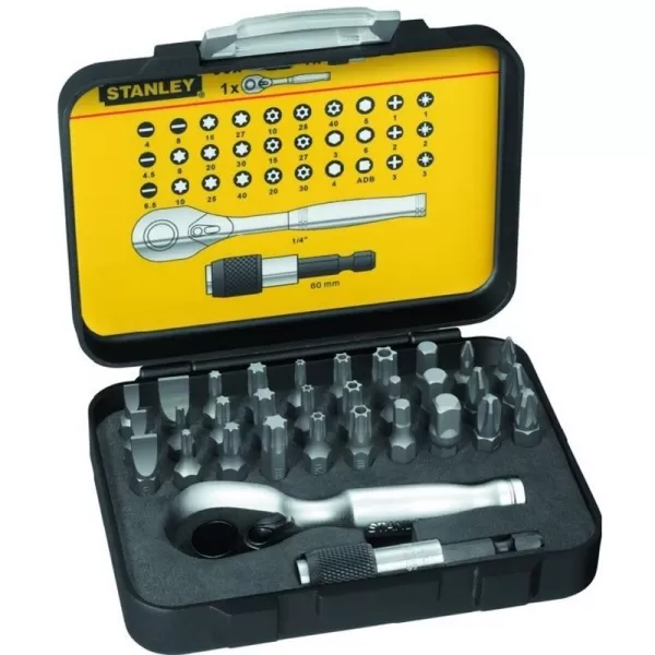 1/4" 32-dílná sada bitů s mini ráčnou Stanley 1-13-904