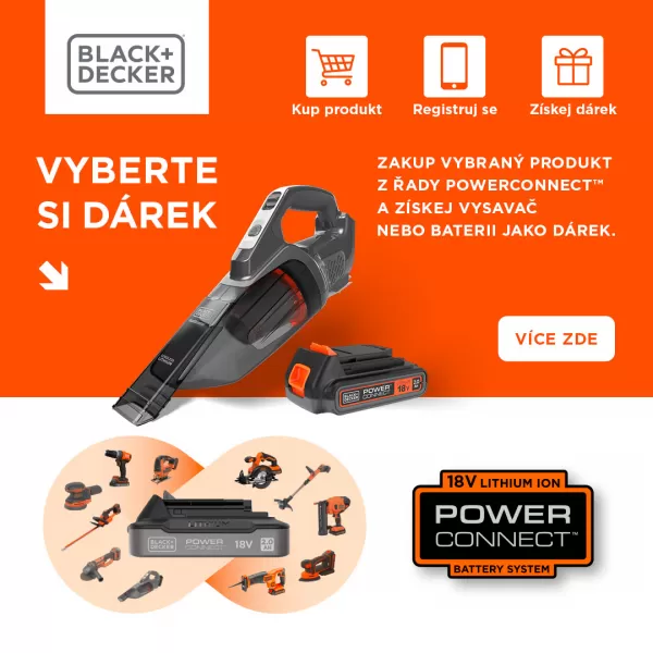 Při koupi vybraného produktu Black&Decker získáte dárek vysavač nebo baterii