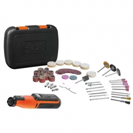 Přímá bruska 7,2V a příslušenství brusných dílů 53 ks, v kufru Black&Decker BCRT8IK