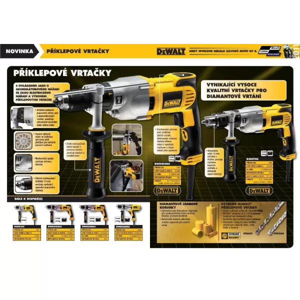 Příklepová vrtačka pro diamantové vrtání 1300W DeWALT D21570K