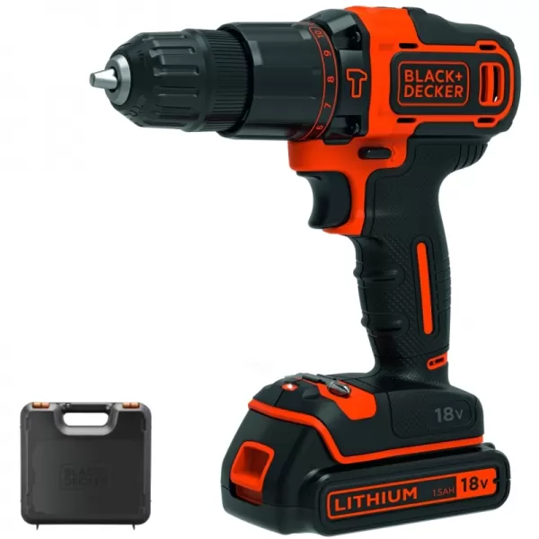 Aku příklepová dvourychlostní vrtačka 18V 1,5Ah Black&Decker BDCHD18K