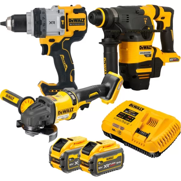 Aku kombo sada nářadí 18V 2x 9,0 Ah DeWALT DCK319X2T + nástavec DT20502 + 10 kotoučů DT43902 + sada vrtáků a sekáčů DT9679