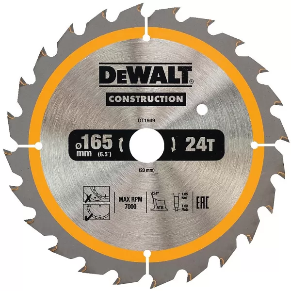 Pilový kotouč 165x20mm, 24 zubů pro aku pily DeWALT DT1949