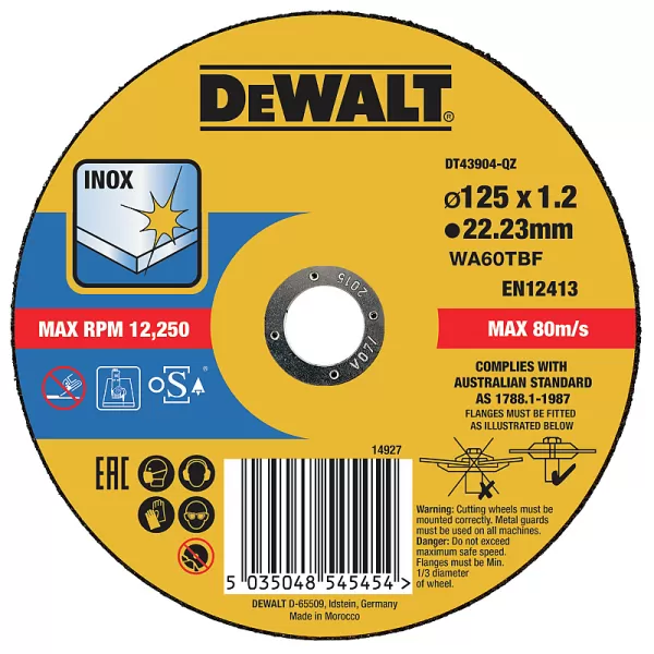 Řezný kotouč 125 x 1,2mm, typ 1 DeWALT DT43904