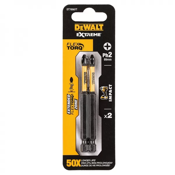 Sada bitů Ph2x85mm 2ks Extreme Impact Torsion DeWALT DT70567T