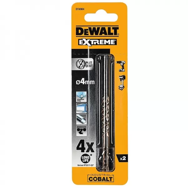 Vrták do kovu HSS-E COBALT 4,0x75mm (2ks) DeWALT DT4904