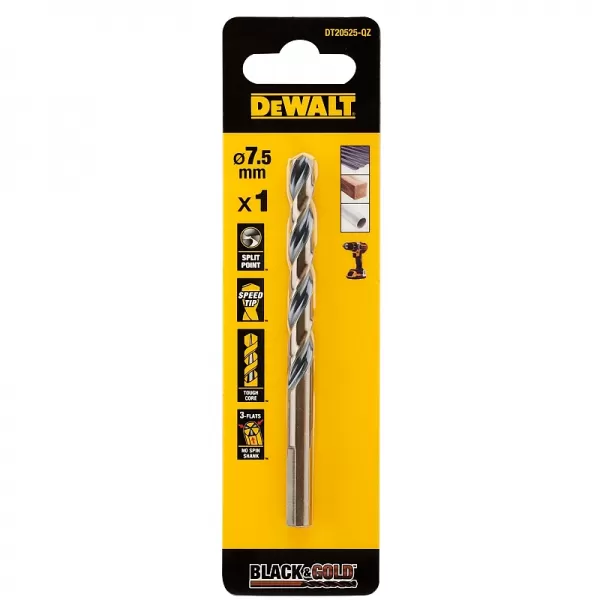 Vrták do kovu 7,5 mm HSS-G Black&Gold DeWALT DT20525