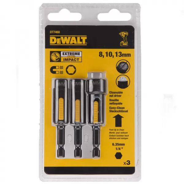 3 dílná sada nástavců 8, 10, 13 x 75 mm DeWALT DT7460