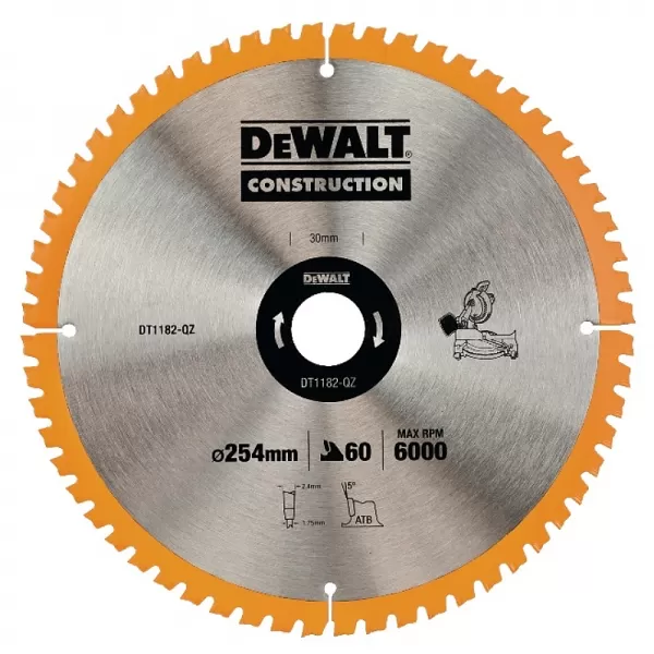Pilový kotouč 254x30mm 60z ATB 7° DeWALT DT1182