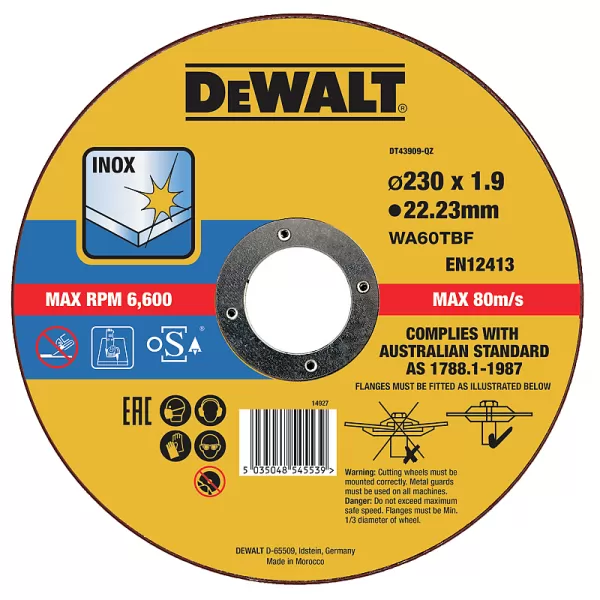 Řezný kotouč 230 x 1,9mm, typ 1 DeWALT DT43909