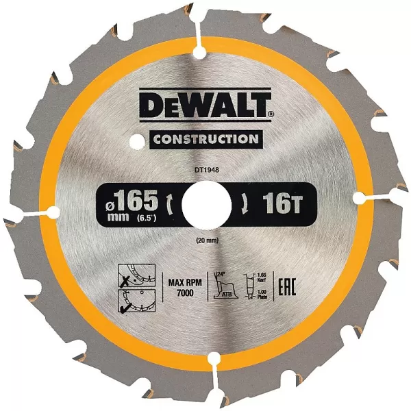 Pilový kotouč 165x20mm, 16 zubů pro aku pily DeWALT DT1948