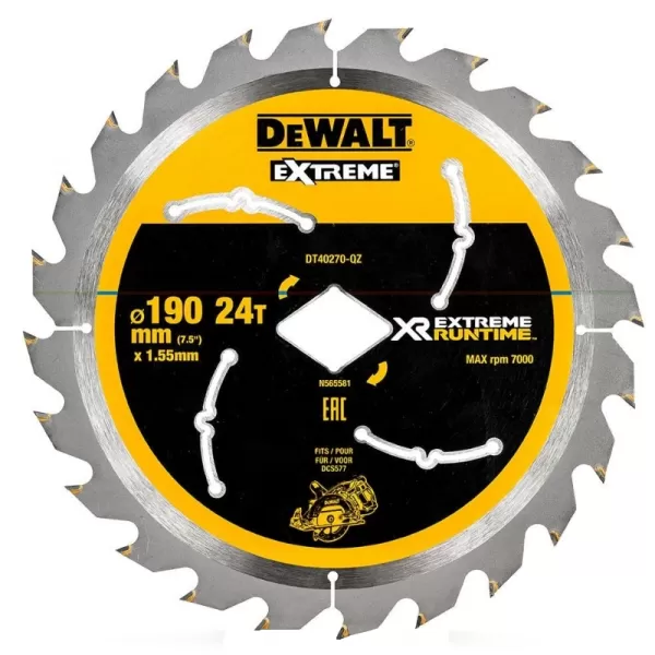 Pilový kotouč 190mm, 24 zubů pro aku pily DeWALT DT40270