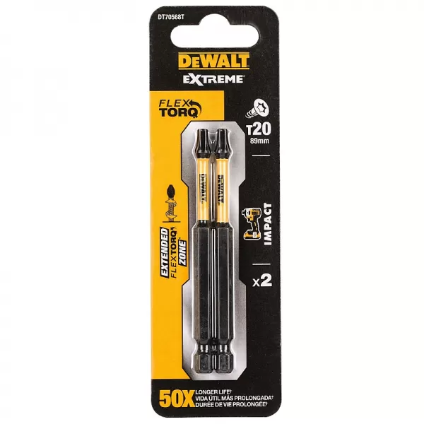Sada bitů T20x85mm 2ks Extreme Impact Torsion DeWALT DT70568T