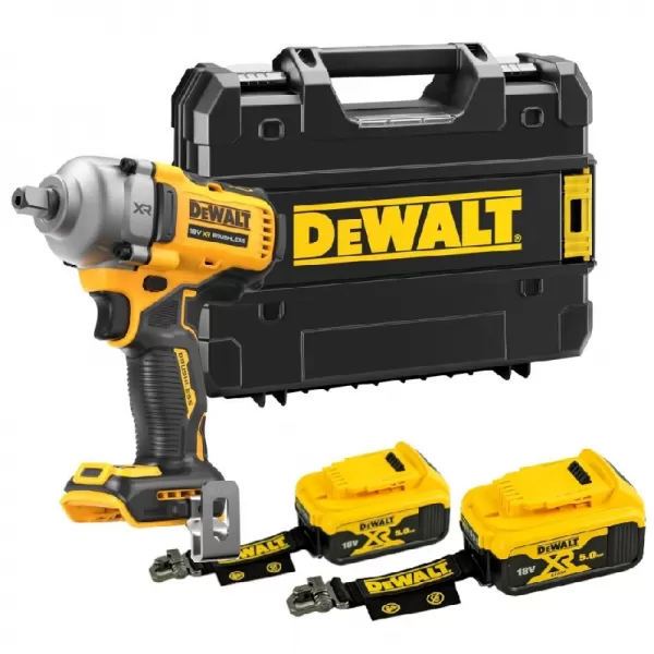 Aku rázový utahovák 1/2" s pojistným kroužkem 18V 2x5,0Ah kufr Tstak DeWALT DCF891P2LRT