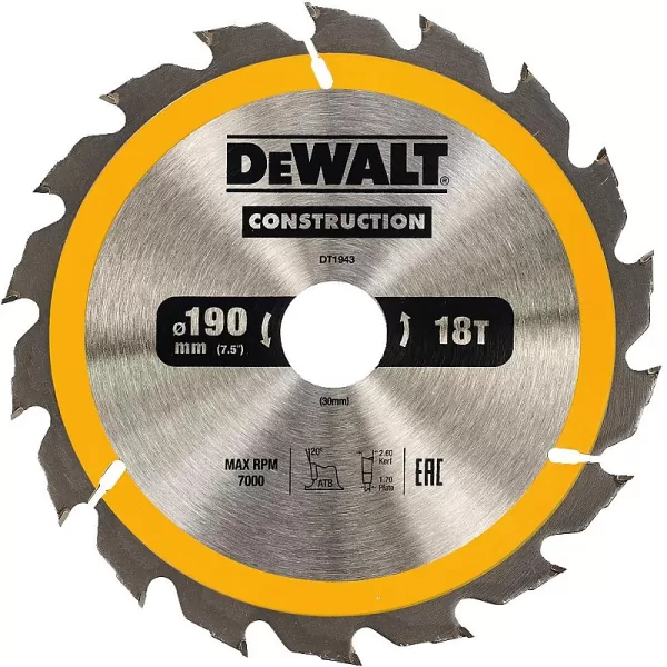 Pilový kotouč 190x30mm 18z ATB 20° DeWALT DT1943