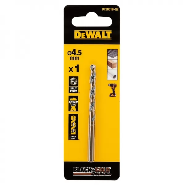 Vrták do kovu 4,5 mm HSS-G Black&Gold DeWALT DT20519