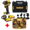 Aku bezuhlíková vícehlavá vrtačka 18V 2x2,0 Ah DeWALT DCD803D2T+ 85-dílná sada bitů a vrtáků DT70762
