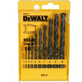 10-ti dílná sada vrtáků do kovu HSS-R DIN 338 DeWALT DT5911
