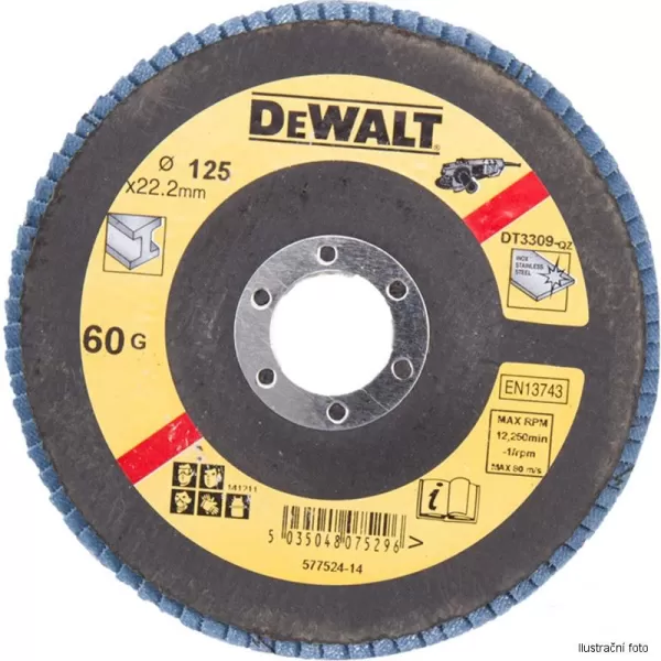 Brusný lamelový kotouč na kov plochý 115x22,2mm x 120G flat Typ 27 DeWALT DT3295