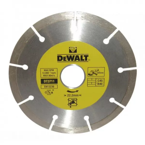 Dia kotouč profi ze slinutých karbidů na suché řezání betonu a cihel 125x22,2mm DeWALT DT3711