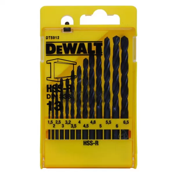 13-ti dílná sada vrtáků do kovu HSS-R DIN 338 DeWALT DT5912