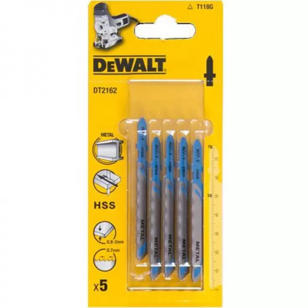 Pilový plátek na tenký kov 0,8-2mm přímý řez pro přímočaré pily 76mm 5ks DeWALT DT2162
