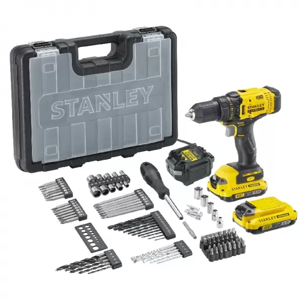 Aku vrtačka se sadou 100ks příslušenství V20 18V 2x2,0Ah Stanley FatMax SFMCD700D2A