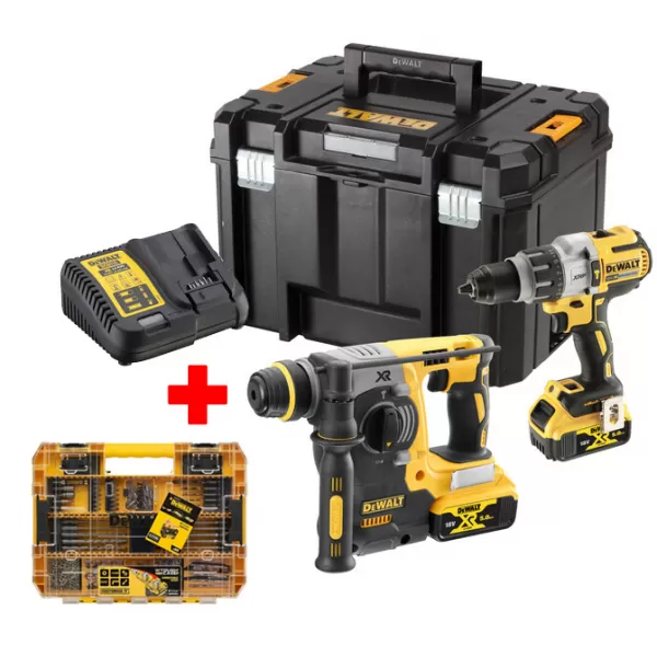 Aku kombinovaná sada 18V 2x5,0Ah DCK229P2T + sada vrtáků a bitů DeWALT DT70763