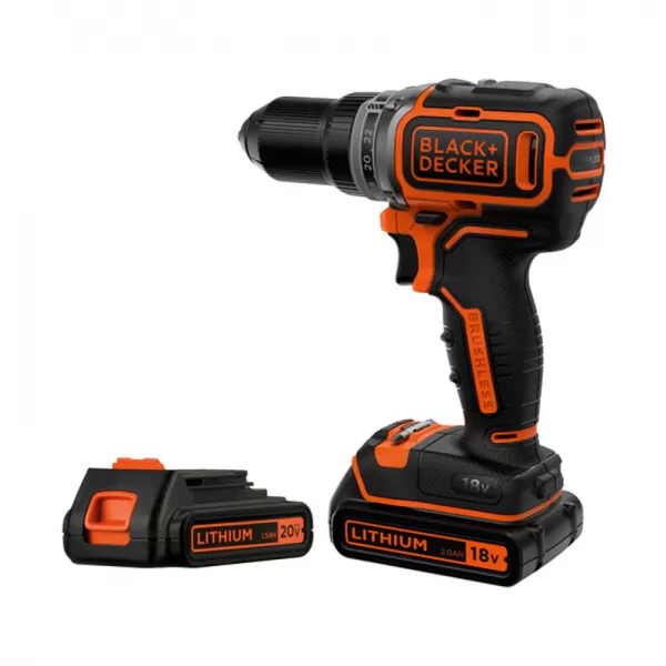 Aku vrtačka bezuhlíková 18V 2x2,0Ah v kufru Black&Decker BL186K1B2