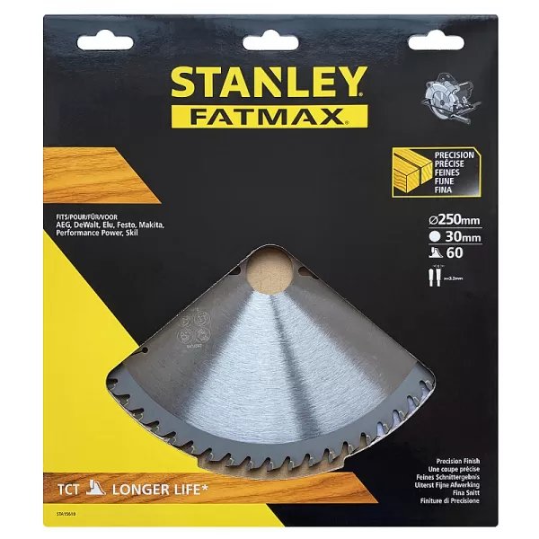 Pilový kotouč TCT/HM brousitelný pro příčné řezy 250 x 30 mm, 60 zubů Stanley STA15610