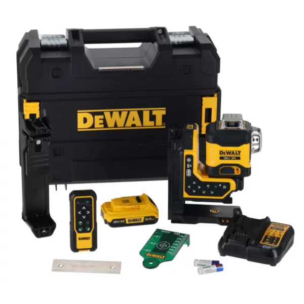 Aku multiline laser zelený 3x360° s dálkovým ovládáním 18V 1x2,0Ah DeWALT DCLE34035D1