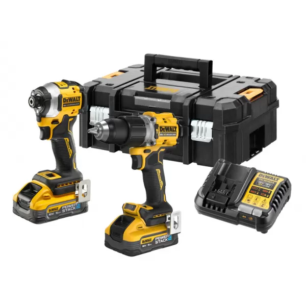 Aku bezuhlíková kombo sada nářadí 18V 2x5,0 Ah XR DeWALT POWERSTACK DCK2050H2T