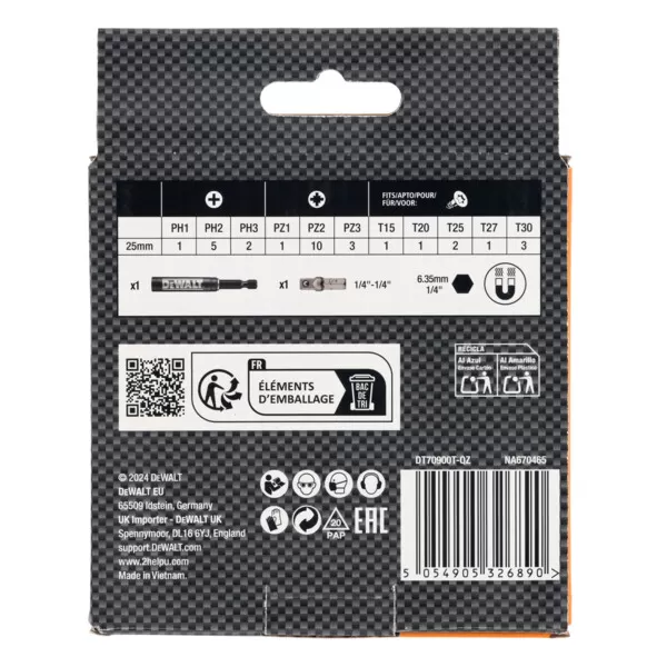 32dílná sada příslušenství FLEXTORQ s držákem bitů XSCT edice McLaren DeWALT DT70900T