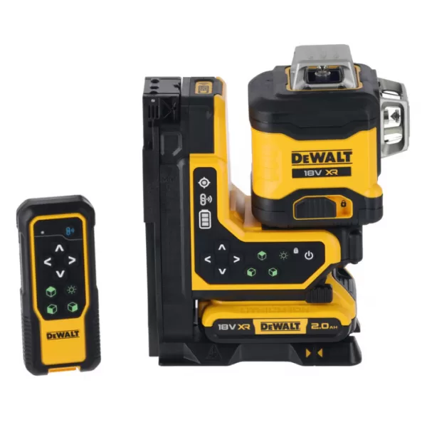 Aku multiline laser zelený 3x360° s dálkovým ovládáním 18V 1x2,0Ah DeWALT DCLE34035D1